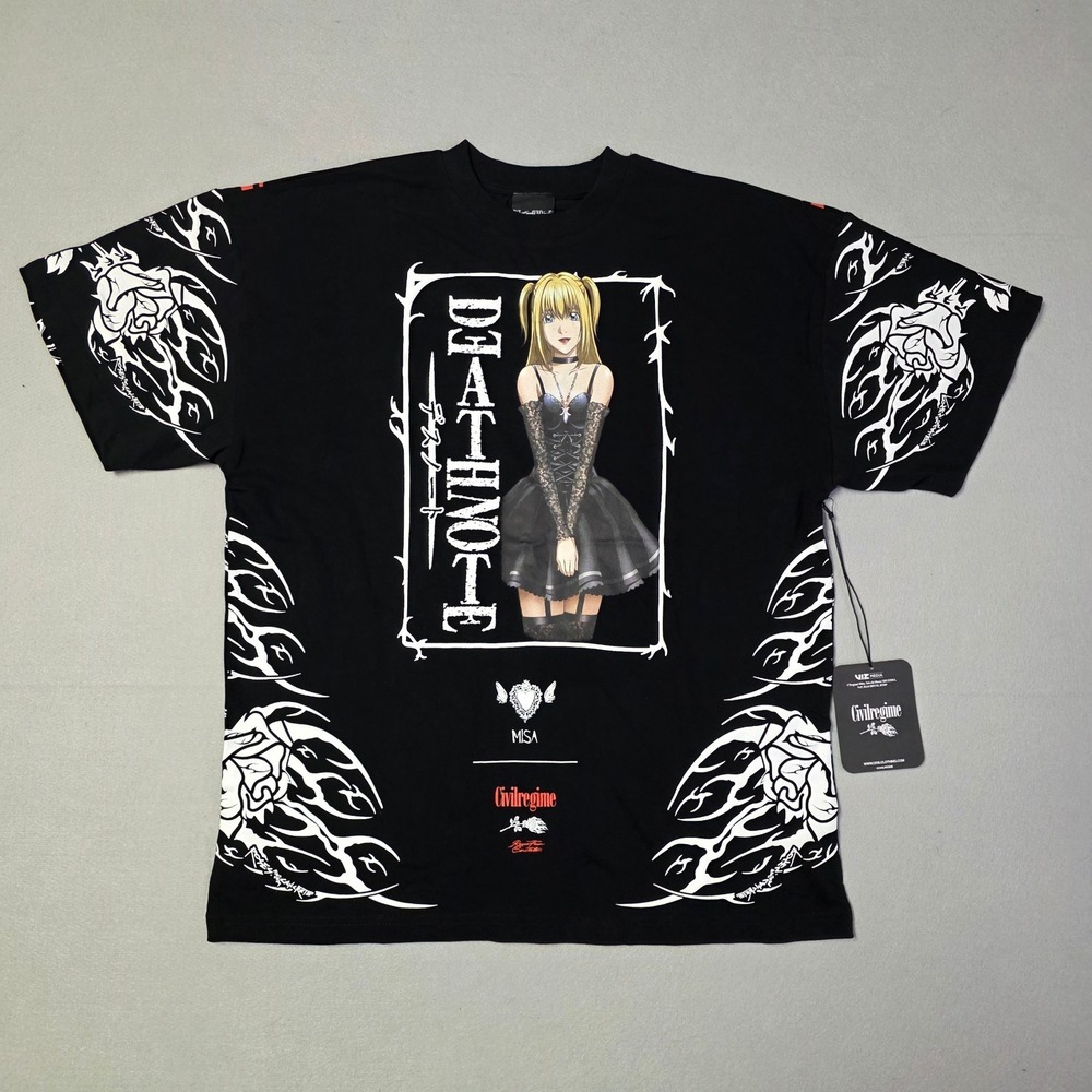 Civil Regime Death Note Misa Mens Oversized S Black Anime Graphic Tee NWT